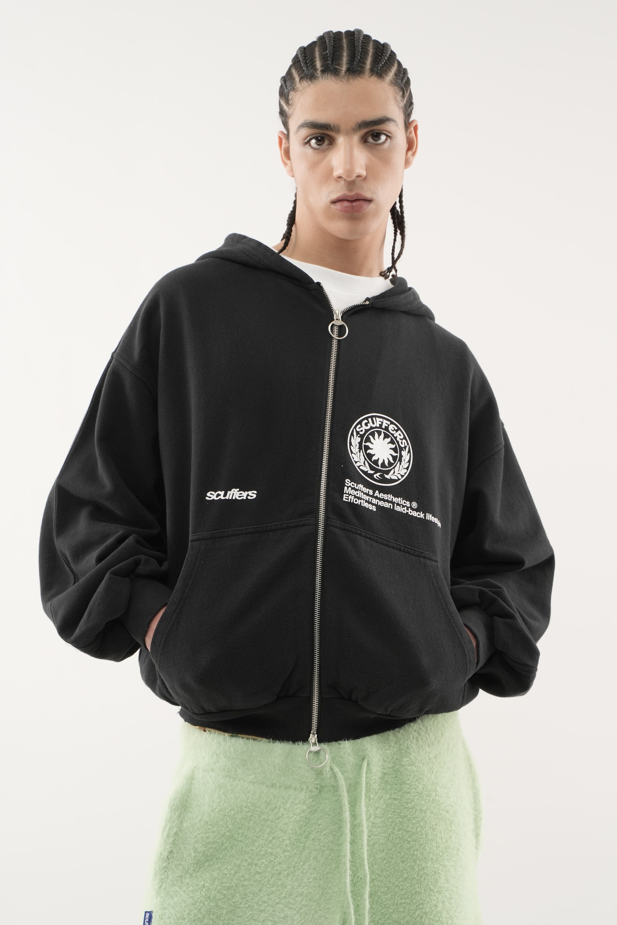 Sudadera con capucha negra con cremallera Champ