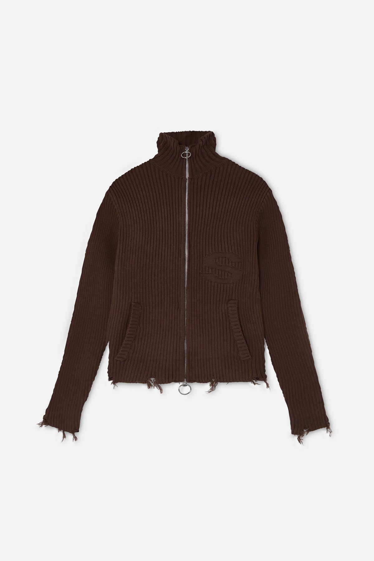 Cremallera marrón de punto atrevido