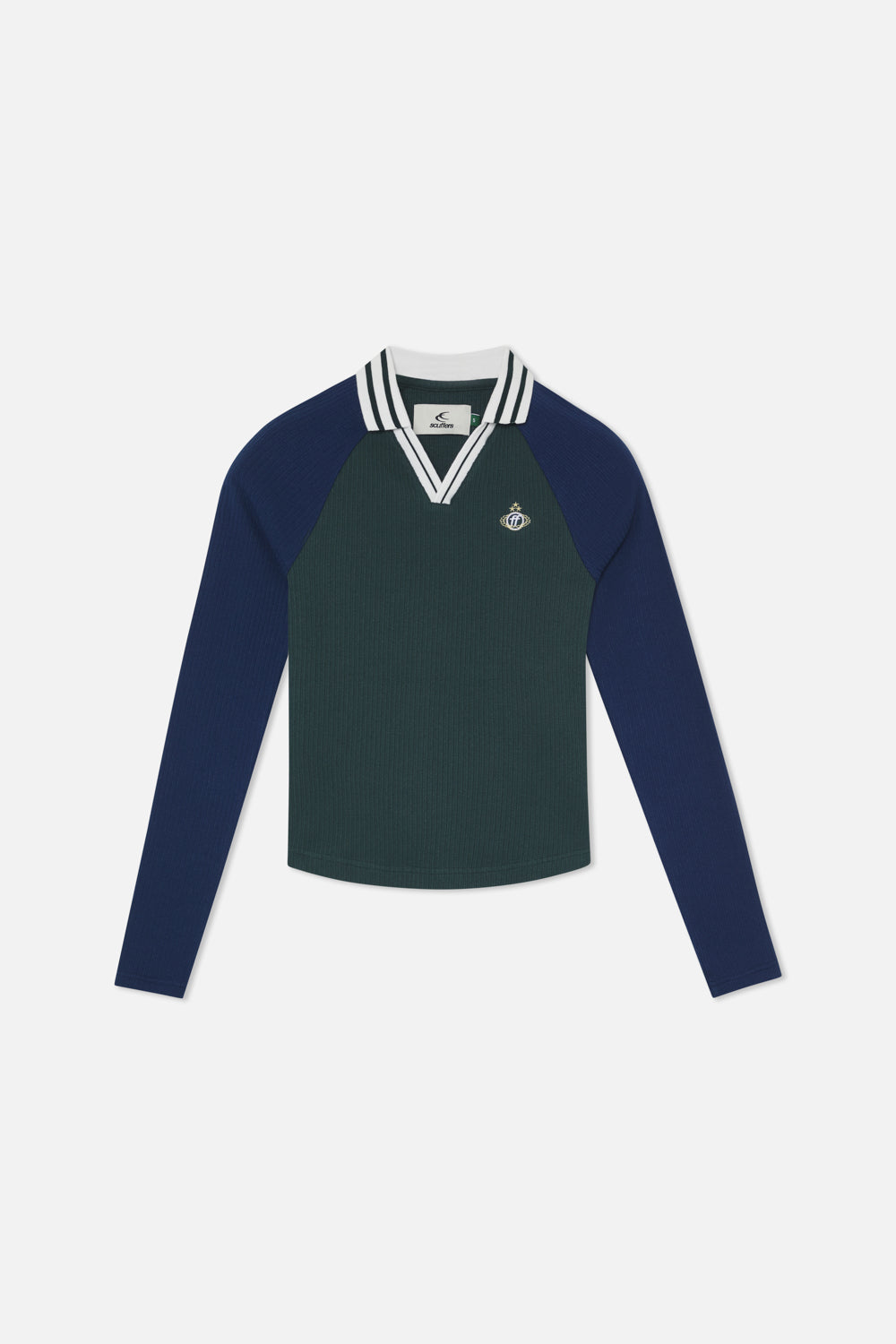 Camisa de manga larga con lazo azul marino