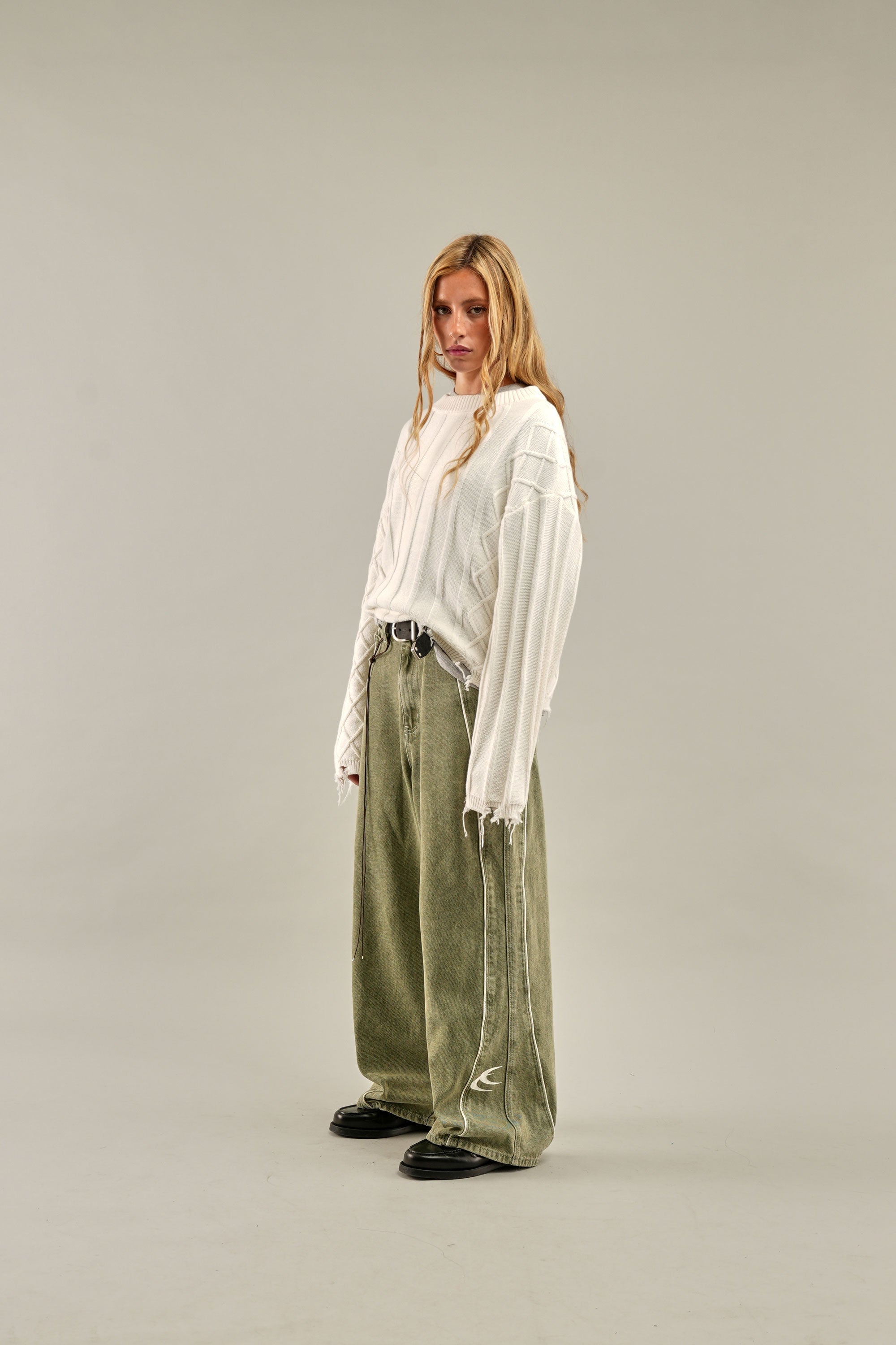 Jersey de gabardina blanca de gran tamaño