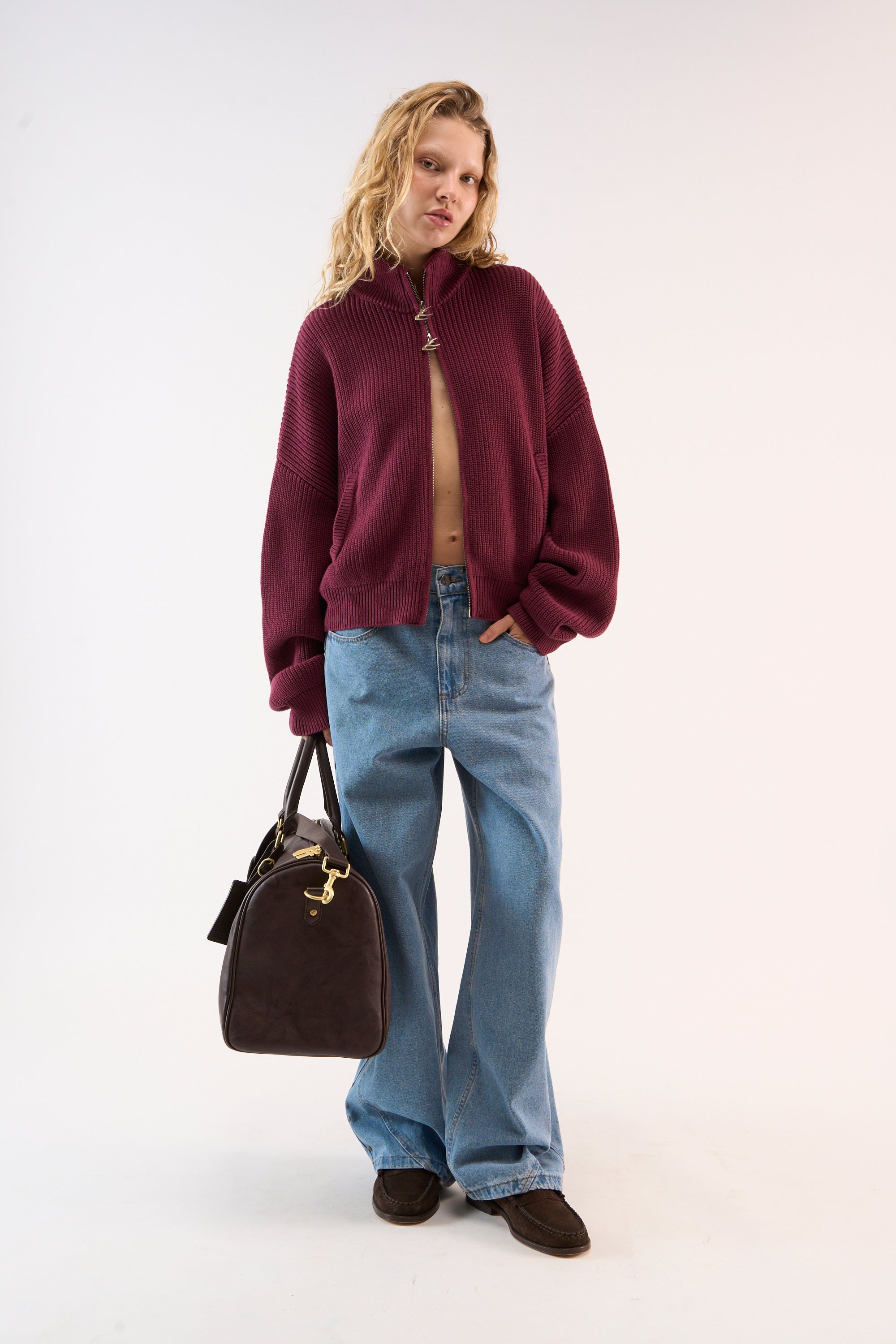 Cremallera de punto burdeos Delore