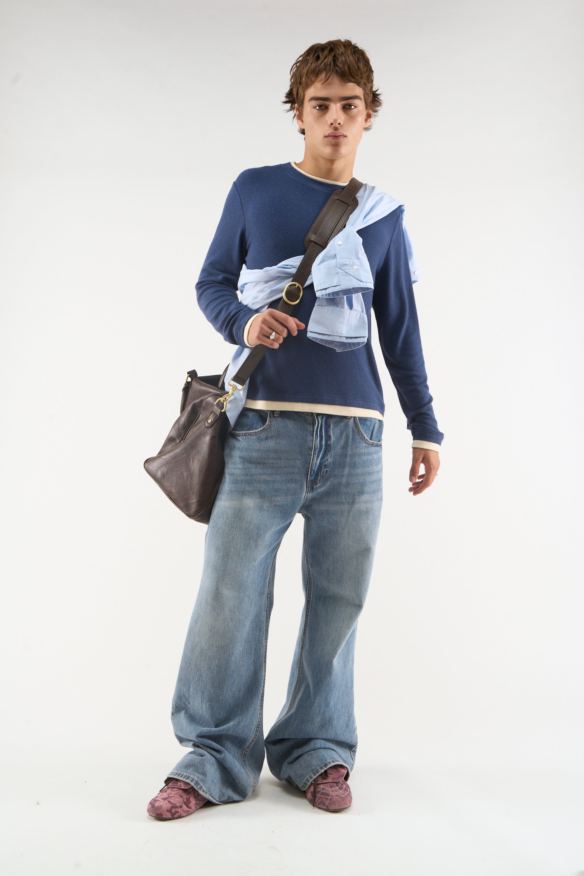 Doble manga larga azul marino