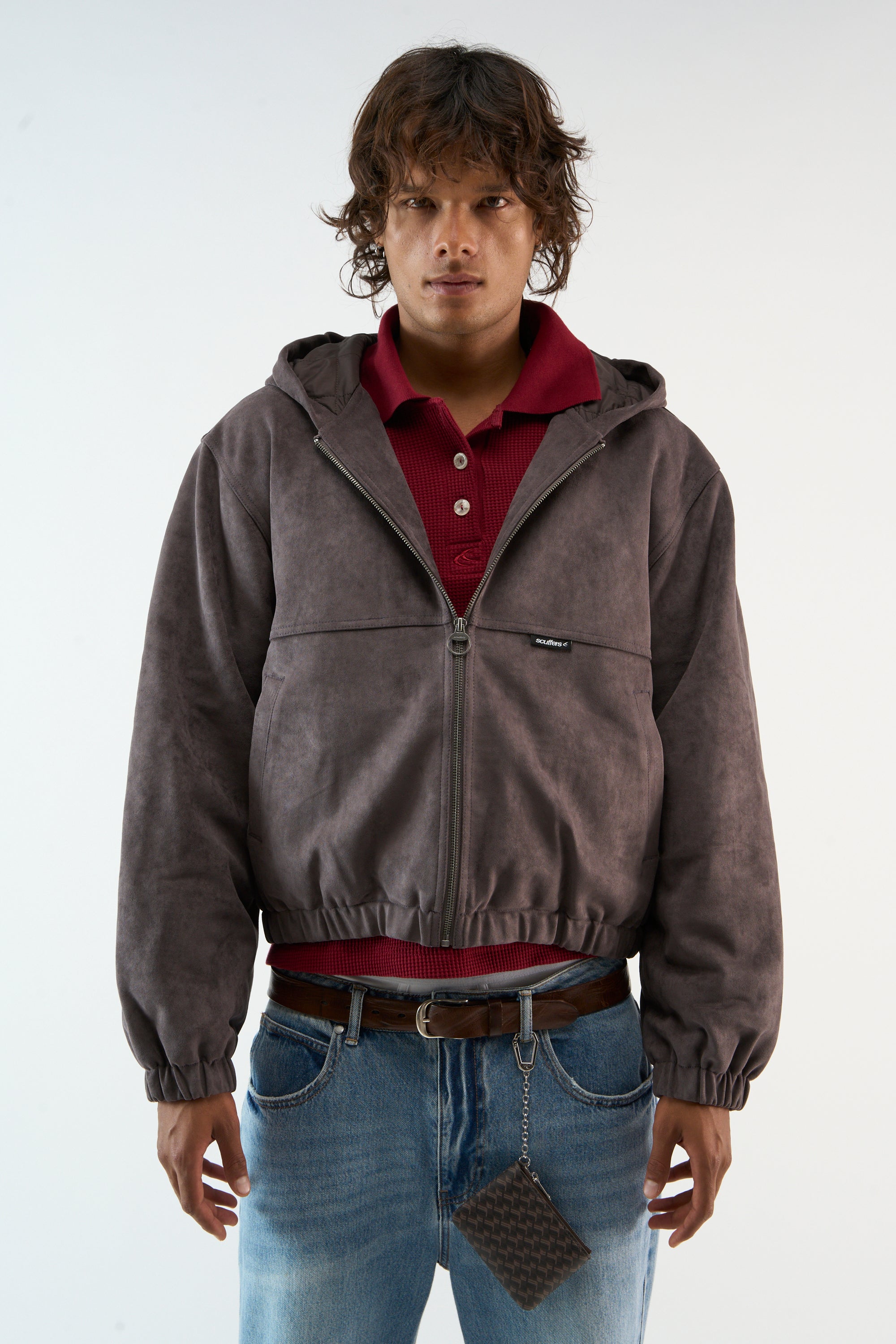 Chaqueta de trabajo de ante oscuro