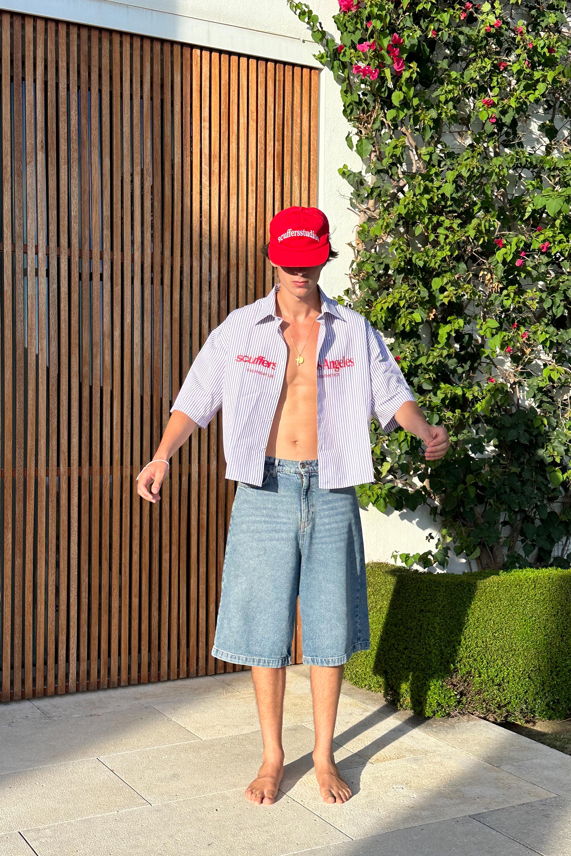 Camisa de rayas moradas Not LA Yet