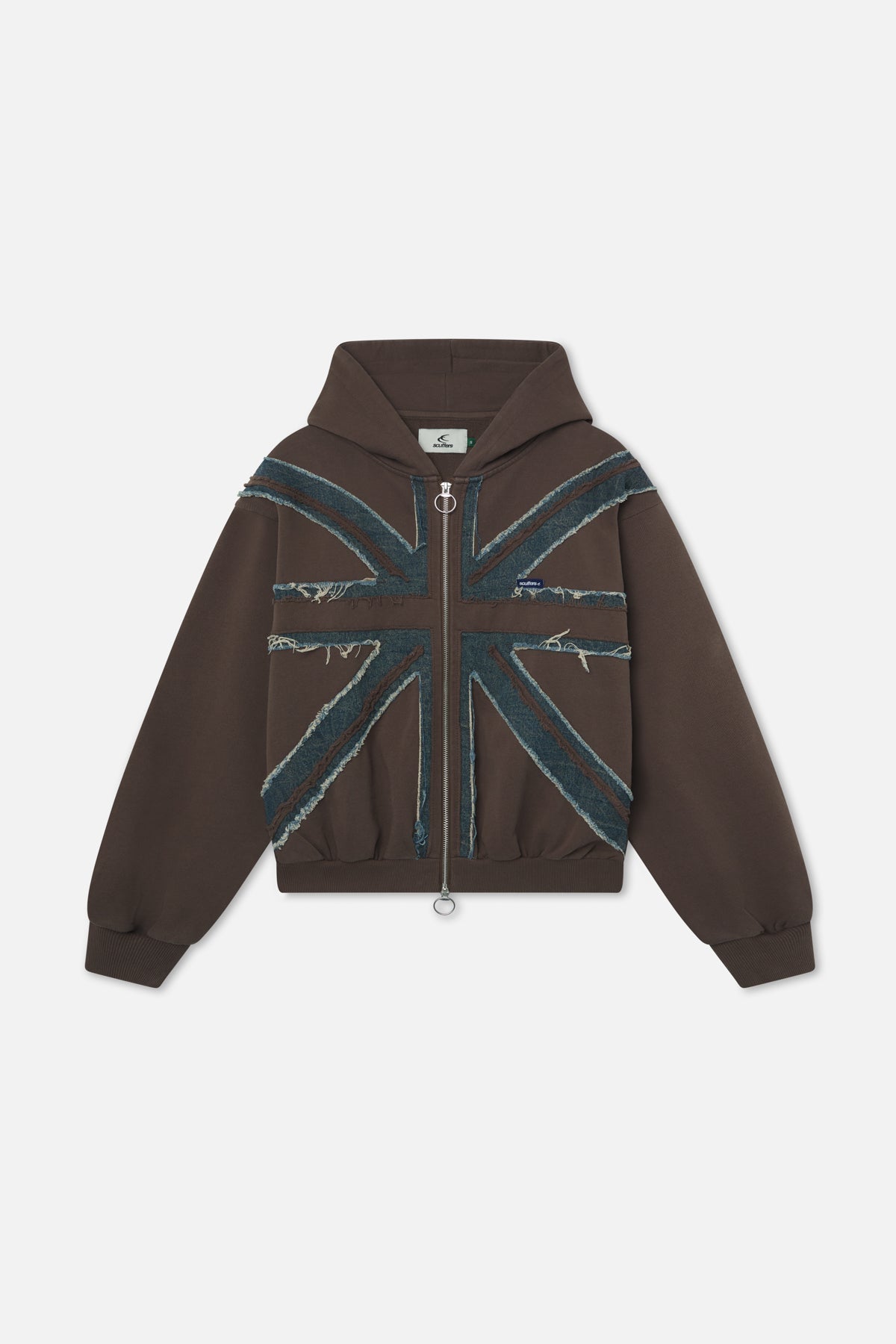 Cremallera marrón con bandera