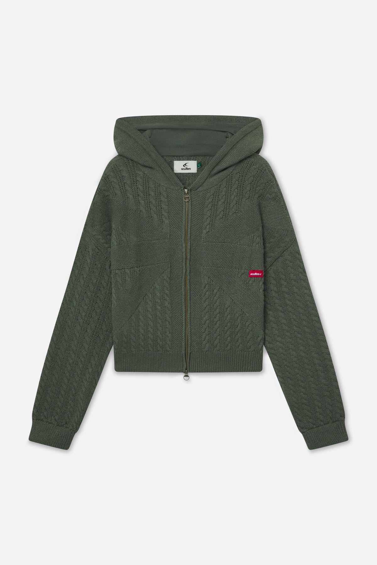 Cremallera de punto verde bandera