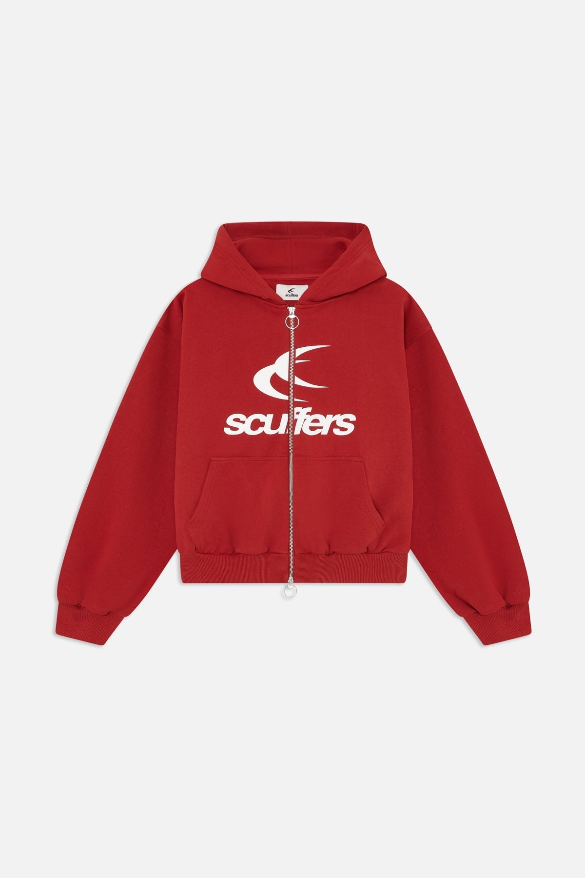 Sudadera con capucha y cremallera roja con logotipo