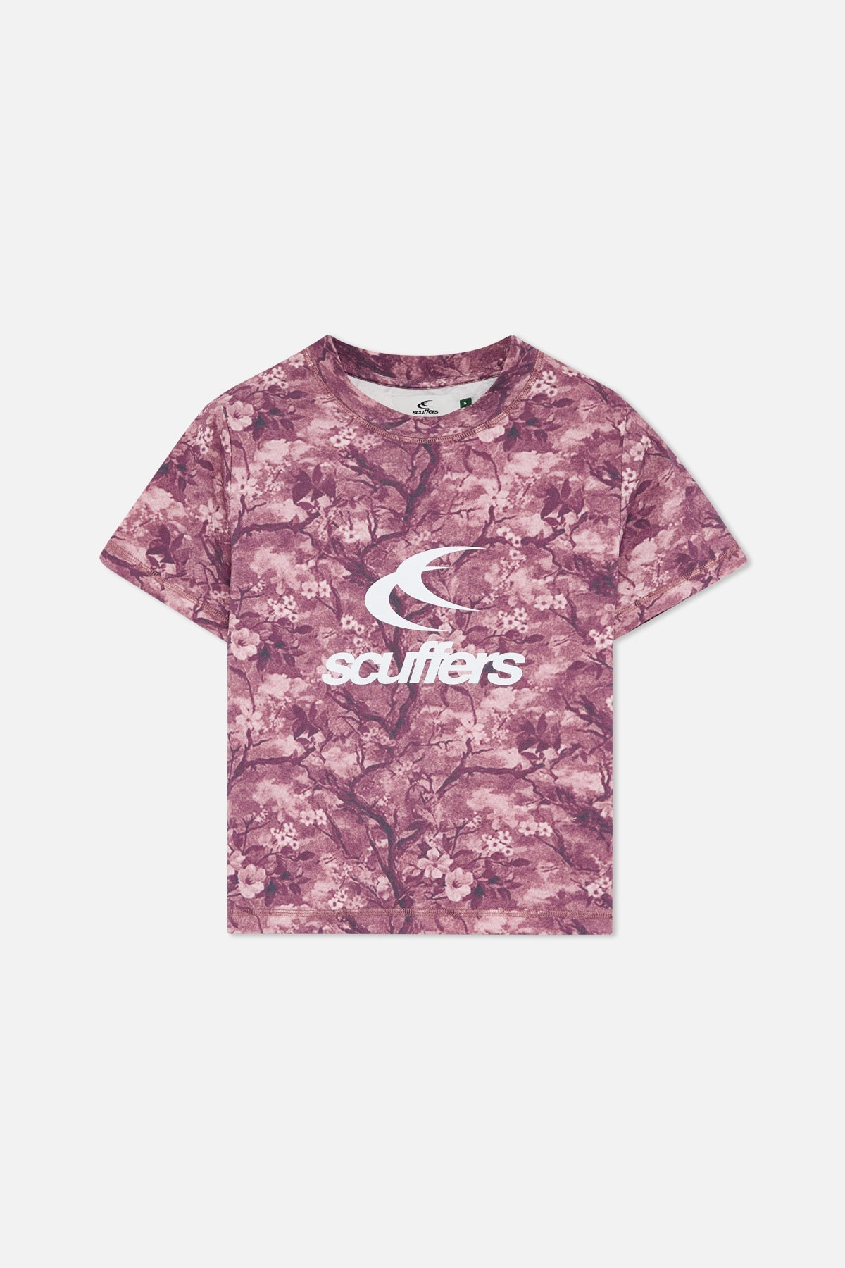 Camiseta ajustada burdeos con flores reales