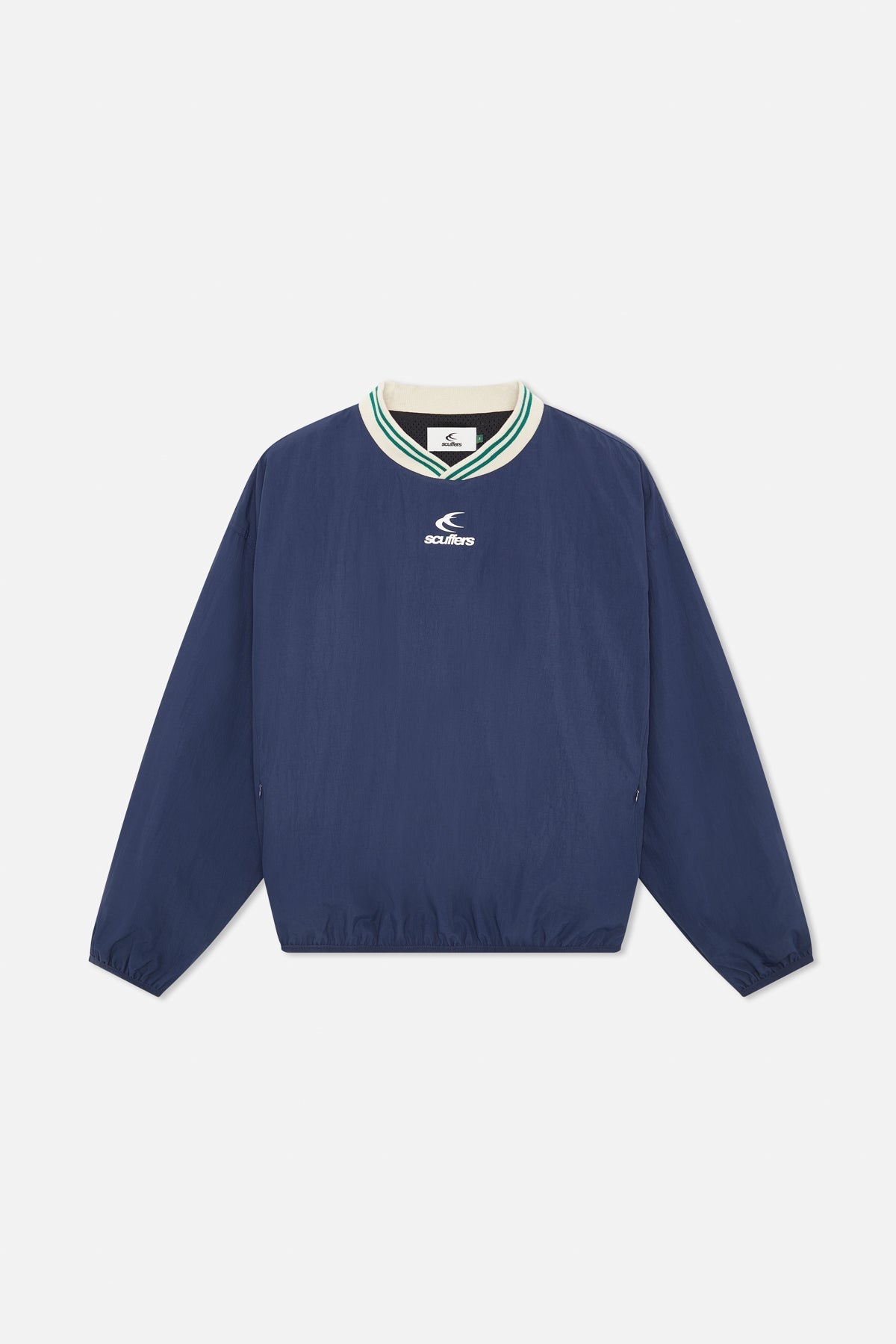 Sudadera deportiva Tech azul marino y verde con cuello redondo