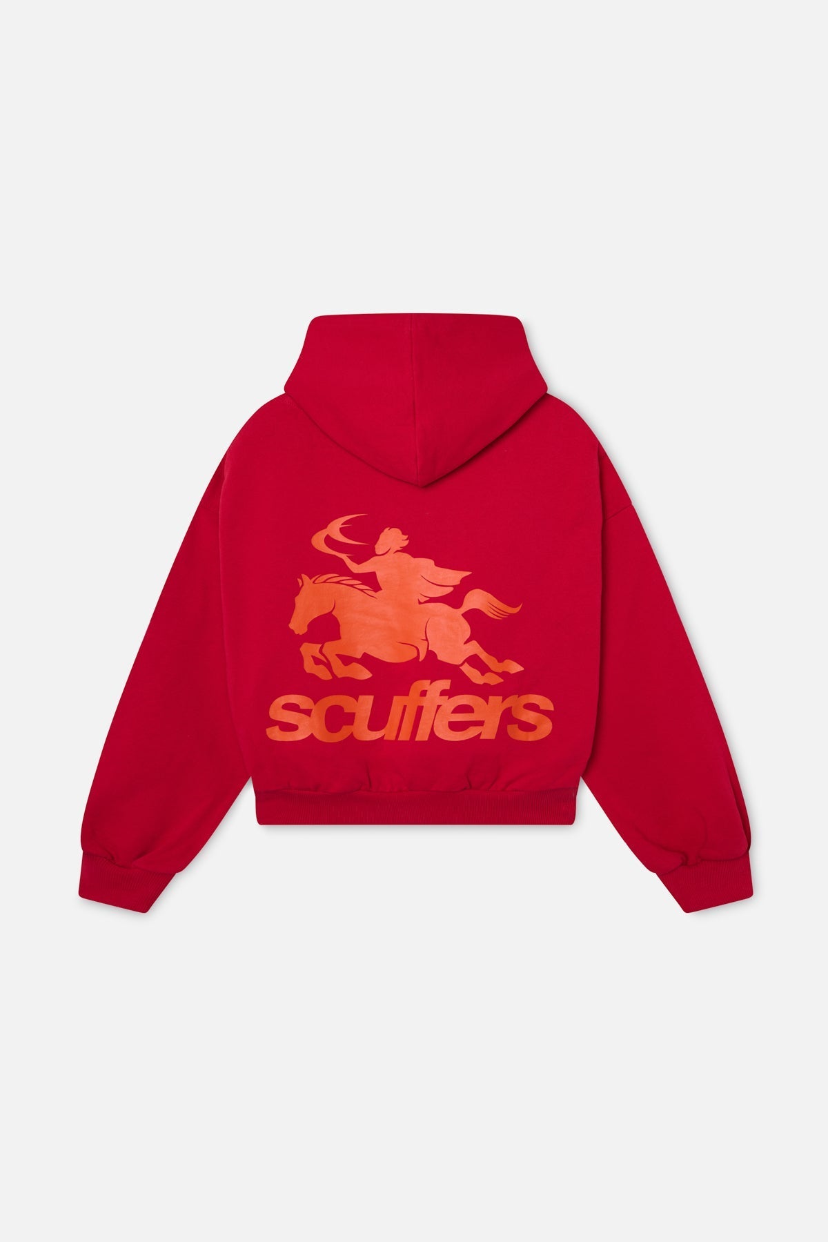 Sudadera con capucha roja con emblema