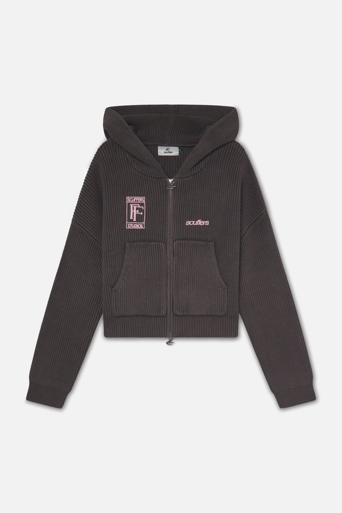 Cremallera de punto marrón señal