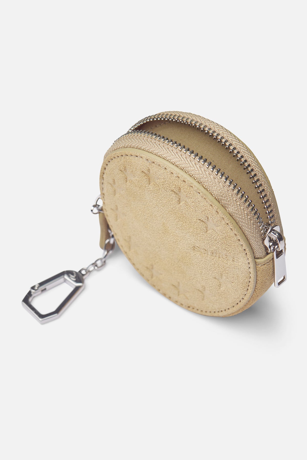 Cartera con llavero de ante color crudo